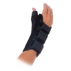 Wrist Brace with Thumb Spica Rolyan® Aluminum / Spandex / Nylon Left Hand Black Small