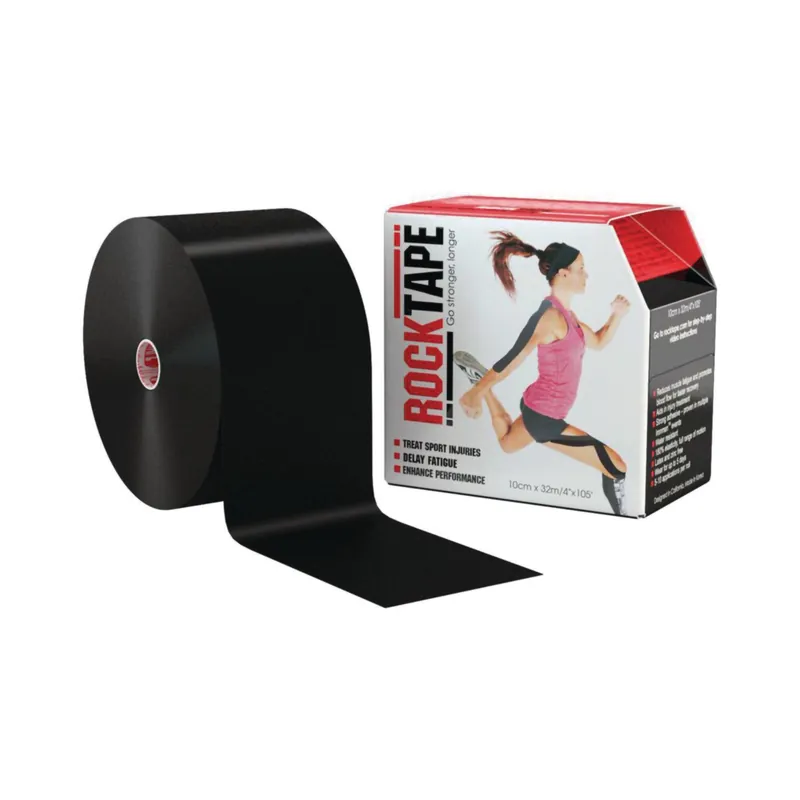 Kinesiology Tape RockTape® Mini Big Daddy Water Resistant Cotton / Nylon 4 Inch X 5 Yard Black NonSterile