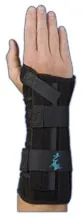 Wrist Brace Universal Wrist Lacer™ Aluminum / Felt / Suede Right Hand Black One Size Fits Most