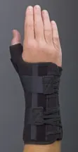 Wrist Brace with Thumb Spica Universal Ryno Lacer® Aluminum / Felt / Suede Right Hand Black One Size Fits Most