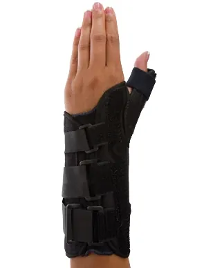 Wrist Brace with Thumb Spica Primo® Aluminum / Elastic / Foam / Plastic / Polyester Right Hand Black X-Large