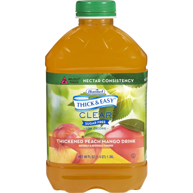 Thickened Beverage Thick & Easy® Sugar Free 46 oz. Bottle Peach Mango Flavor Liquid IDDSI Level 2 Mildly Thick