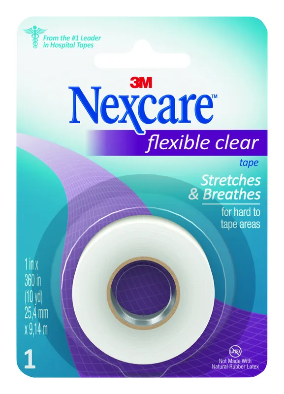 Medical Tape Nexcare™ Flexible Water Resistant Stretchy Fabric 1 Inch X 10 Yard Clear NonSterile