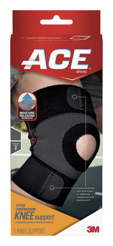 Knee Support 3M™ Ace™ Moisture Control Large Pull-On / Hook and Loop Strap Closure 17 to 19 Inch Knee Circumference Left or Right Knee