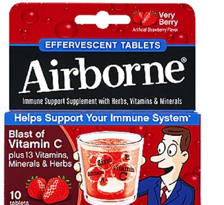 Multivitamin Supplement Airborne® Immune Support Vitamin A / Ascorbic Acid 149 mg Strength Tablet 10 per Box Very Berry Flavor
