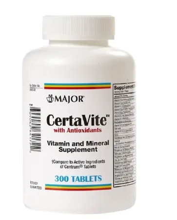 Multivitamin Supplement Major® Vitamin A / Ascorbic Acid / Vitamin K 3500 IU - 600 mg - 400 IU Strength Tablet 300 per Bottle
