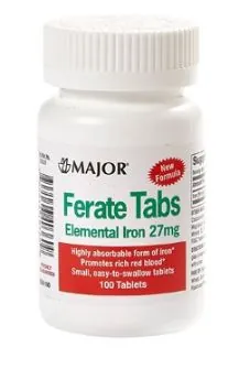 Mineral Supplement Major® Ferate Tabs Iron 27 mg Strength Tablet 100 per Bottle