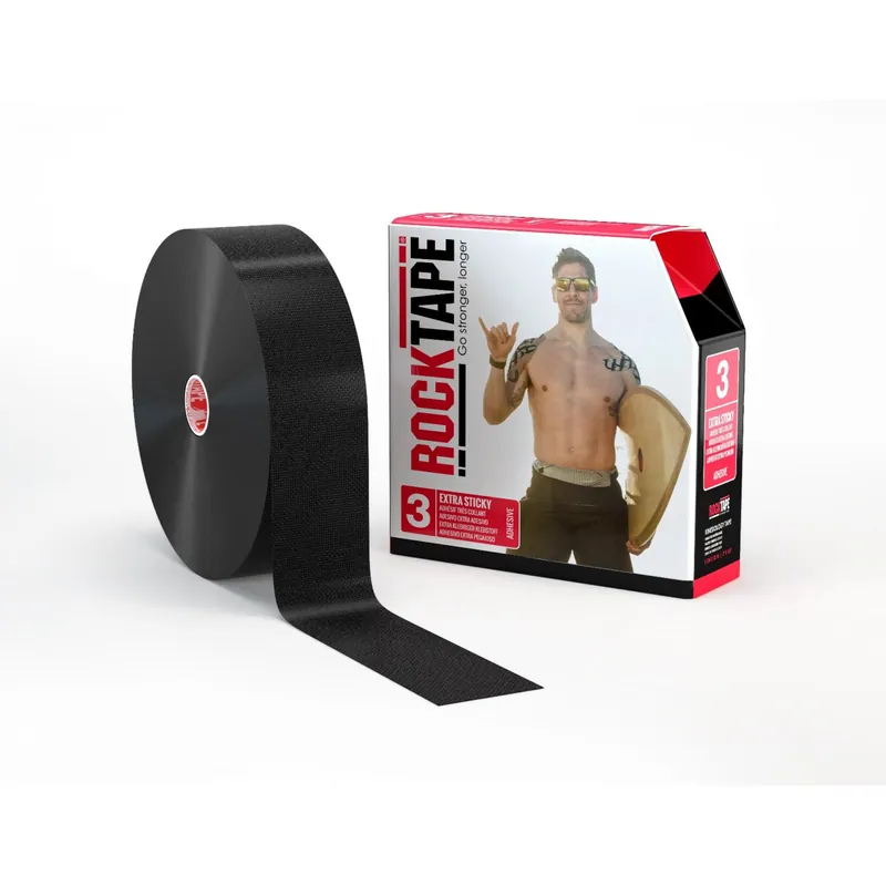 Kinesiology Tape Rock Tape® Extra Sticky Water Resistant Cotton / Nylon 2 Inch X 35 Yard Black NonSterile