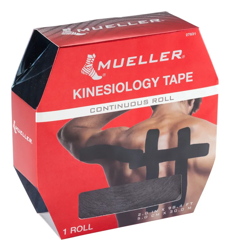 Kinesiology Tape Mueller® Wave Pattern Adhesive Cotton 2 Inch X 32 Yard Black NonSterile