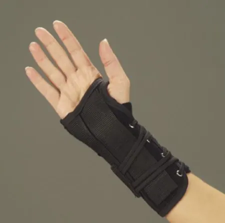Wrist Brace Suede Leatherette / Metal / Nylon Tricot Right Hand Black Medium