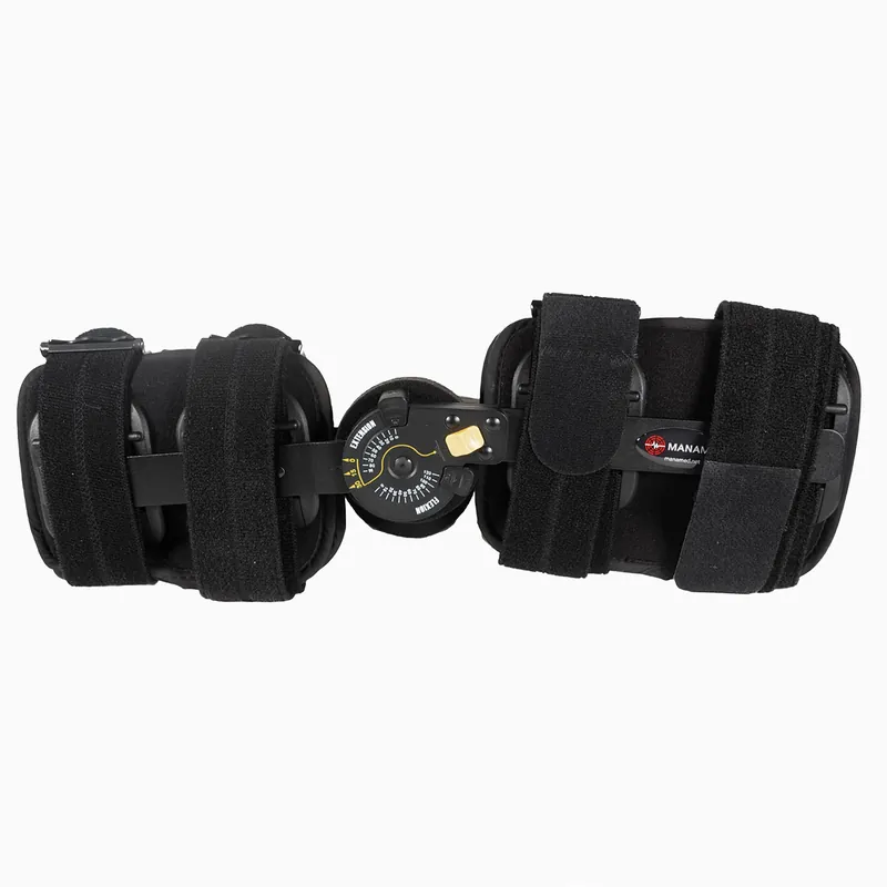 Knee Brace ManaEZ® Rom Elite Short One Size Fits Most D-Ring / Hook and Loop Strap Closure Left or Right Knee