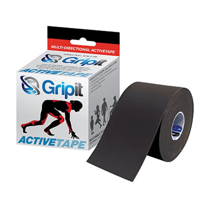 Kinesiology Tape Gripit ACTIVETAPE V2 4-Way Stretch Memory Fabric 2 Inch X 5-1/2 Yard Black NonSterile
