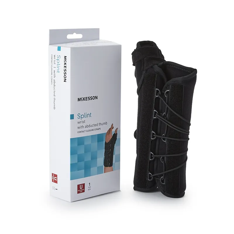 Wrist Brace with Thumb Spica Right Hand Black One Size Fits Most