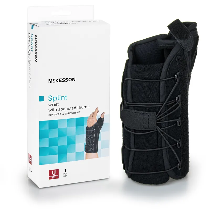 Wrist Brace with Thumb Spica Left Hand Black One Size Fits Most