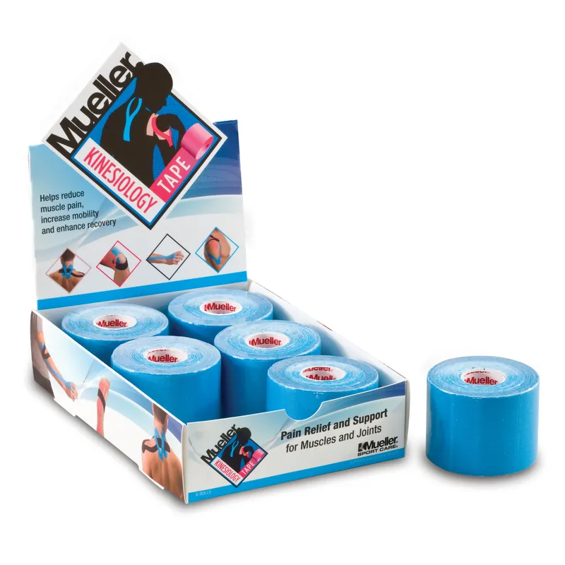Kinesiology Tape Mueller® Wave Pattern Adhesive Cotton 2 Inch X 5 Yard Blue NonSterile