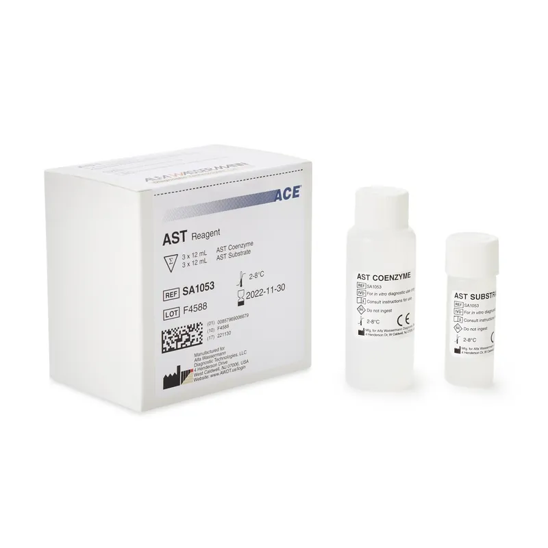 Reagent Kit Hepatic / General Chemistry Aspartate Aminotransferase (AST) For use on the ACE Axcel and ACE Alera Clinical Chemistry Systems 450 Tests R1: 3 X 12 mL, R2: 3 X 12 mL