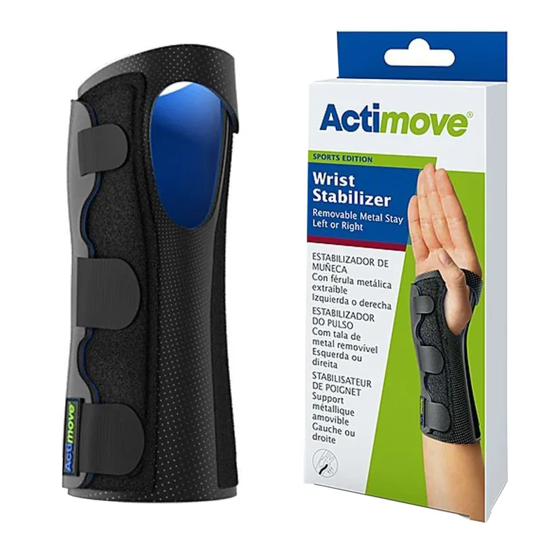 Wrist Brace Actimove® Stabilizer Low Profile Aluminum Alloy / Elastane / Polyamid / Polyester / Polyurethan / Polyvinylchloride Left or Right Hand Black Large