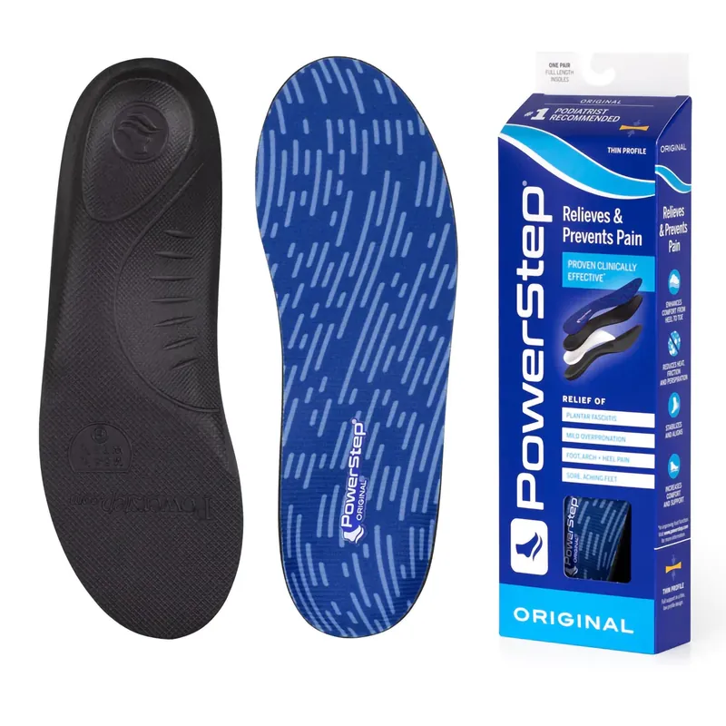 Powerstep® Original Shoe Insole Full Length Size F Polypropylene / VCT® Foam / Polyester / EVA Black / Blue Male 9 to 9-1/2 / Female 11 to 11-1/2