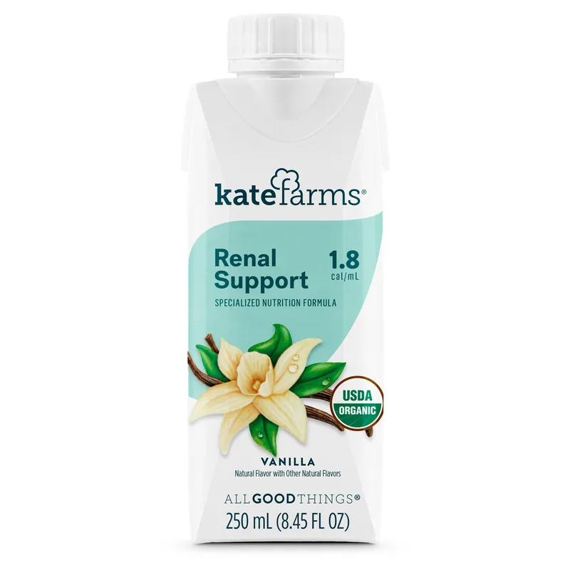 Oral Supplement Kate Farms® Renal Support 1.8 Vanilla Flavor Liquid 8.45 oz. Carton