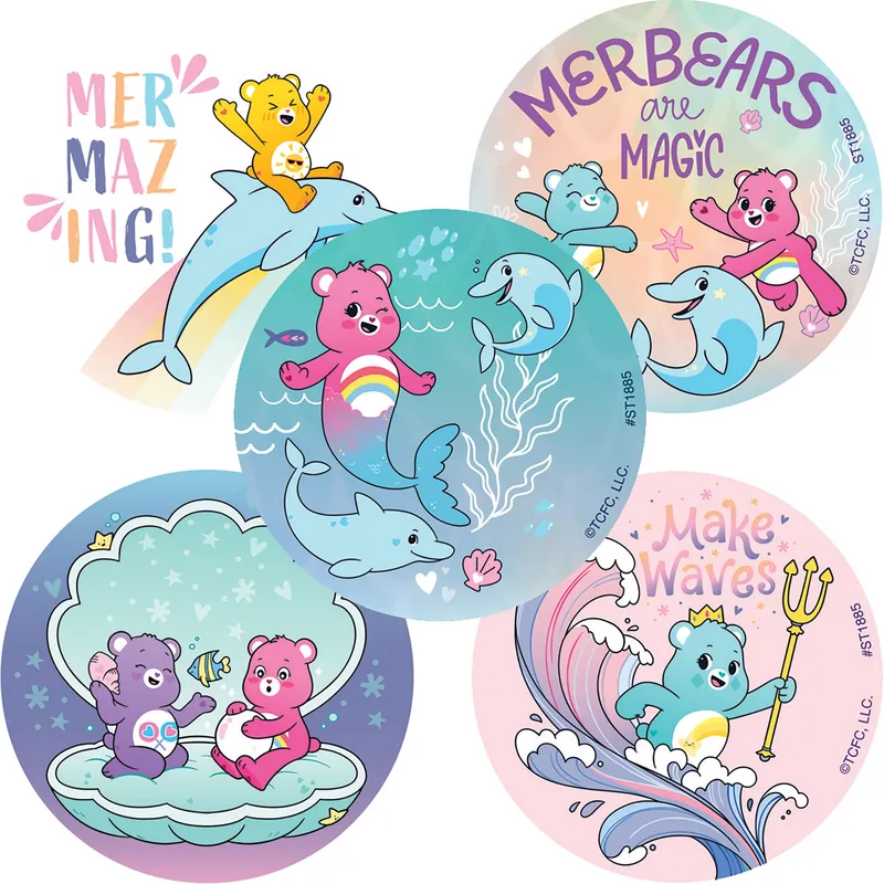 SmileMakers® 116 per Unit Care Bears Mermazing Sticker 2-1/2 Inch
