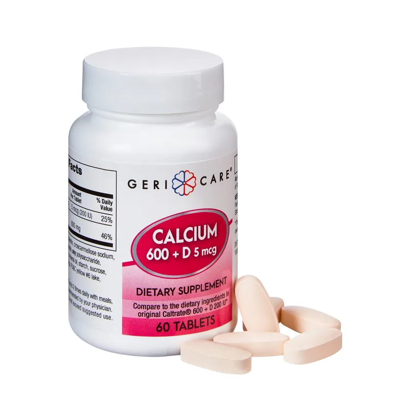 Joint Health Supplement Geri-Care® Vitamin D3 / Calcium Carbonate 200 IU - 600 mg Strength Tablet 60 per Bottle