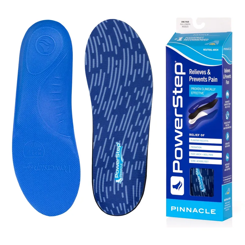 Powerstep® Pinnacle with Neutral Orthotic Insert Full Length Size L EVA / Foam / Polyester / Polypropylene Black / Blue Male 16 and Up