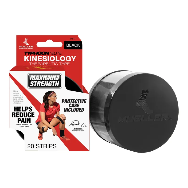 Kinesiology Tape Typhoon® Elite Pre-cut Synthetic material 2 X 9-3/4 Inch Black NonSterile