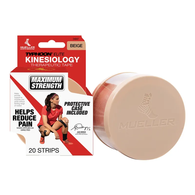 Kinesiology Tape Typhoon® Elite Pre-cut Synthetic Material 2 X 9-3/4 Inch Beige NonSterile