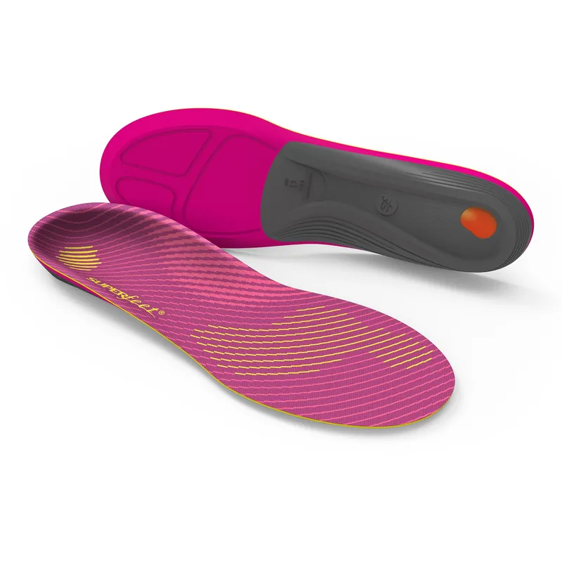 Superfeet® RUN Comfort Women's Insole Full Length Size C Carbon Fiber / Foam / Gel / Nylon Black / Pink / Yellow Female 6-1/2 to 8