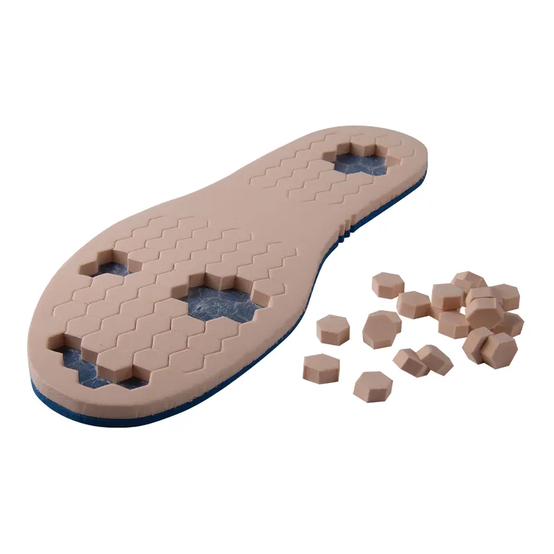 PediFix® PressureOFF® High Protection System 9 Wide Offloading Insole Full Length / Removable Bottom Pegs Medium, Left Foot EVA / Poron® Blue / Tan Male 6 to 9 / Female Up to 11
