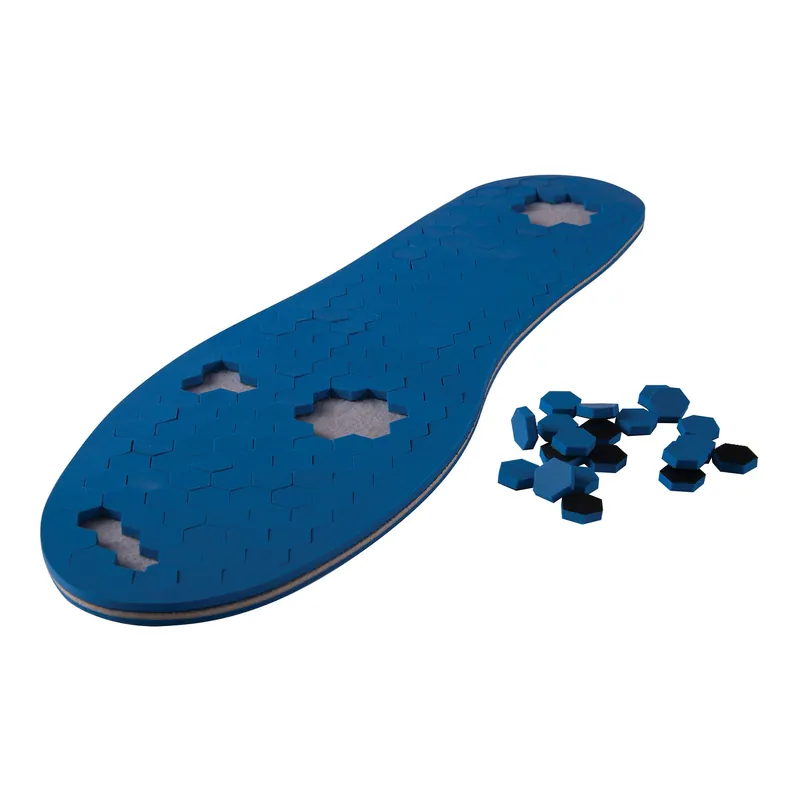 PediFix® PressureOFF® Reattachable Pegs System 7 Offloading Insole Full Length / Removable Bottom Pegs Medium, Right Foot Plastozote / Poron® Blue / Tan Male 6 to 9 / Female Up to 11