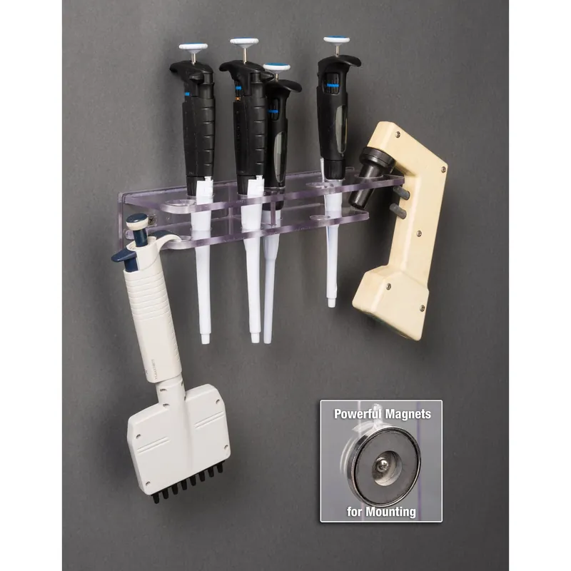 Pipette / Pipette Filler Bracket 6 Position, Magnet Mount For most popular brands of Pipettes and Pipette Controller
