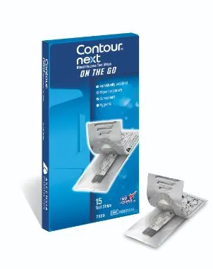 Blood Glucose Test Strips CONTOUR®NEXT ON THE GO 15 Strips per Pack