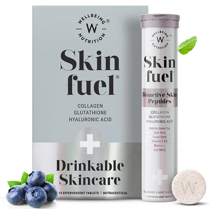 Vitamin Supplement Wellbeing Nutrition Collagen / L-Glutathione 1,000 mg - 250 mg Effervescent Tablet 15 per Tube Blueberry-Mint Flavor