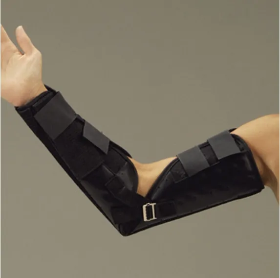 Elbow Splint DeRoyal® Medium Hook and Loop Closure Left or Right Elbow 10 Inch Forearm Circumference / 12-1/2 Inch Bicep Circumference Brown