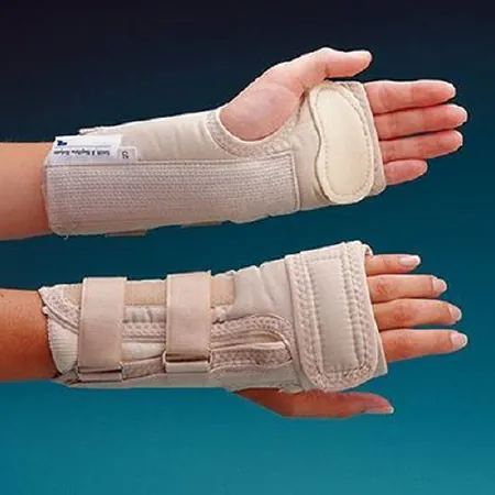 Wrist Brace Rolyan® D-Ring™ with MCP Support Aluminum / Polyester / Cotton / Foam / Polyester Left Hand Beige Medium