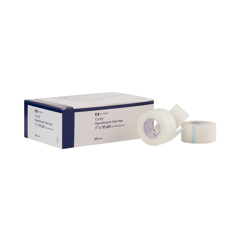 Medical Tape Kendall™ Hypoallergenic Clear Easy Tear Plastic 1 Inch X 10 Yard Transparent NonSterile