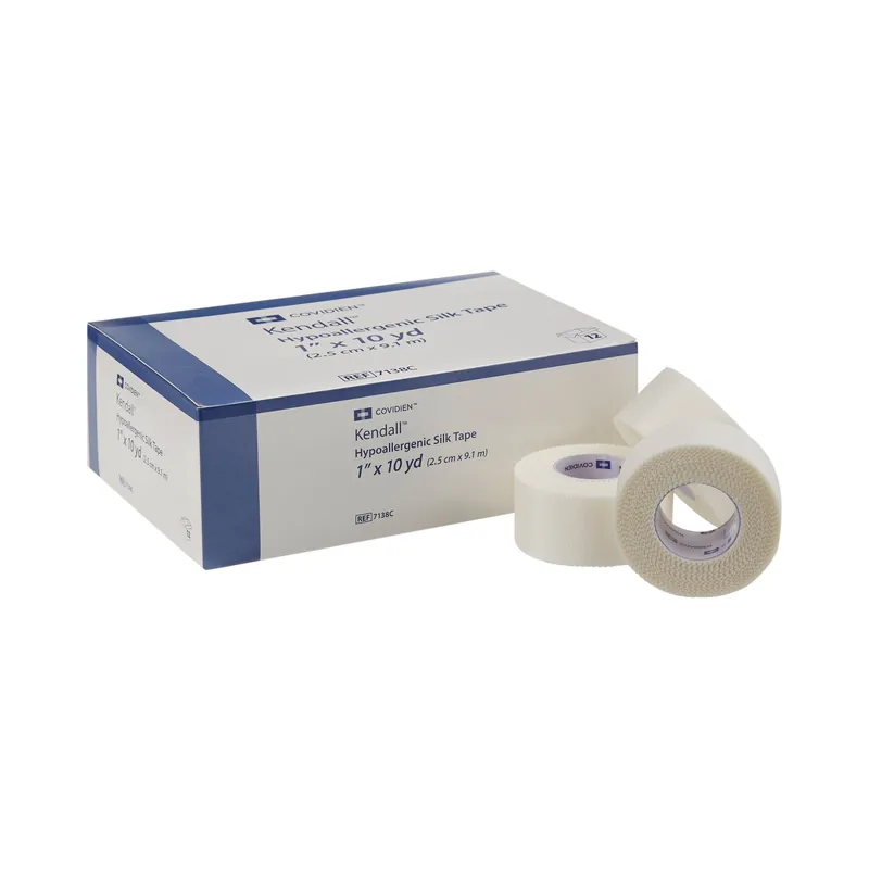 Medical Tape Kendall™ Hypoallergenic Silk Easy Tear Silk-Like Cloth 1 Inch X 10 Yard White NonSterile