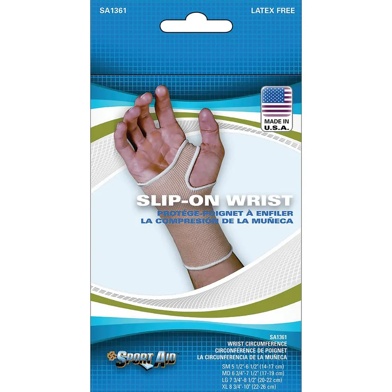 Wrist Support Sleeve Cotton Elastic Left or Right Hand Beige Large