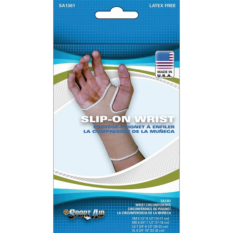 Wrist Support Sleeve Cotton Elastic Left or Right Hand Beige Small
