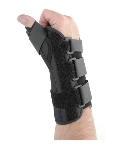 Thumb Splint FormFit® Thumb Spica Large D-Ring / Hook and Loop Strap Closure Right Hand Black