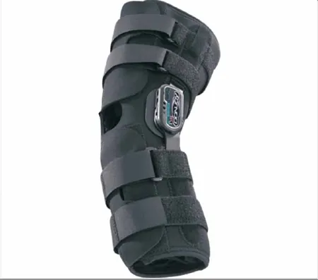 Knee Brace DonJoy® Playmaker™ Standard Small Pull-On / Hook and Loop Strap Closure 15-1/2 to 18-1/2 InchThigh Circumference / 13 to 14 Inch Knee Center Circumference / 12 to 14 Inch Calf Circumference Left or Right Knee