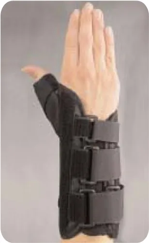 Wrist Brace with Thumb Spica Primo® Aluminum / Elastic / Foam / Plastic / Polyester Left Hand Black Large