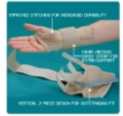 Wrist Brace with Wrist Strap Rolyan® AlignRite™ Contoured Cotton / Rubber Left Hand Beige Small
