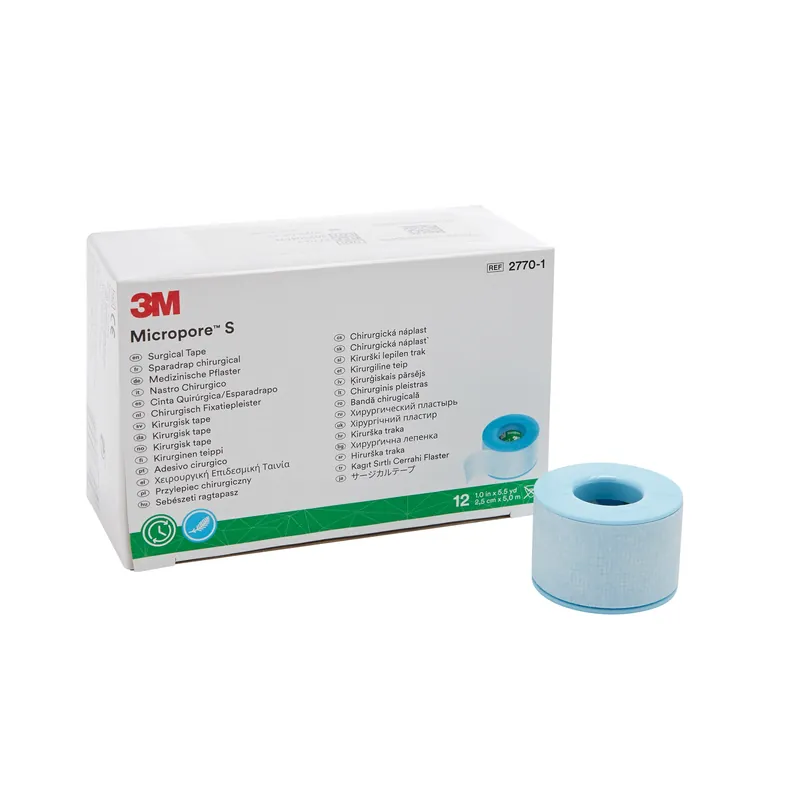 Medical Tape 3M™ Micropore™ S Skin Friendly Silicone 1 Inch X 5-1/2 Yard Blue NonSterile
