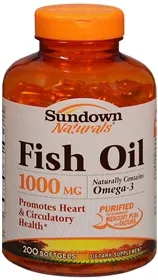 Omega 3 Supplement Sundown Naturals® Fish Oil 1000 mg Strength Softgel 200 per Bottle
