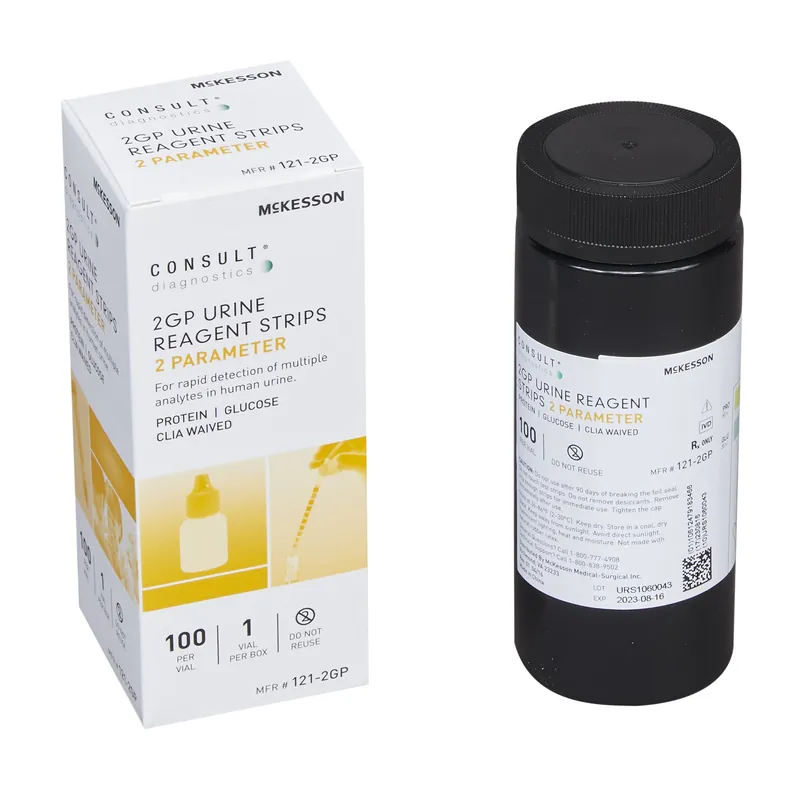 Reagent Test Strip Consult™ Glucose, Protein For CONSULT® 120 Ultra Urine Analyzer (MFR # 121-120) 100 per Bottle