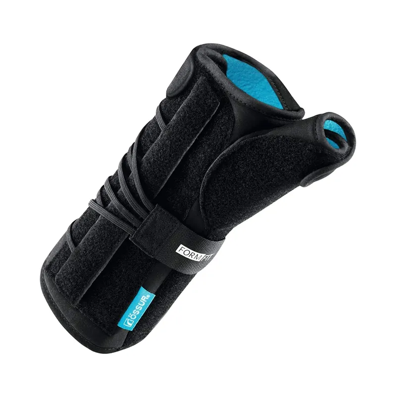 Wrist Brace with Thumb Spica Ossur® Formfit® Aluminum / Copper / Cotton / Polyamide / Polyester / Polyurethane Left Hand Black One Size Fits Most