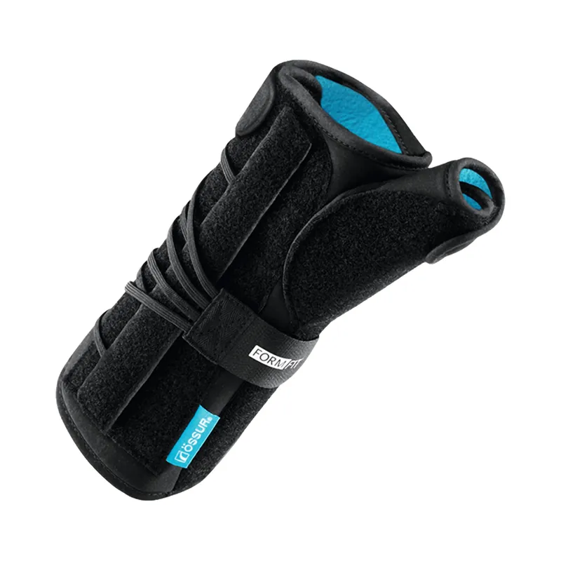 Wrist Brace with Thumb Spica Ossur® Formfit® Aluminum / Copper / Cotton / Polyamide / Polyester / Polyurethane Right Hand Black One Size Fits Most