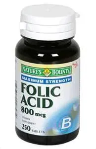 Mineral Supplement Nature's Bounty® Folic Acid 800 mcg Strength Tablet 250 per Bottle